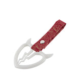 Devil Horns Broken Heart JDM Tsurikawa Drift Subway Train Bus Handle Strap – Universal Car Interior Hanging Charm, Bosozoku Red Clouds Pattern Retro Nylon Strap X1