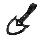 Devil Horns Heart JDM Tsurikawa Drift Subway Train Bus Handle Strap – Universal Car Interior Hanging Charm, Black Nylon X1