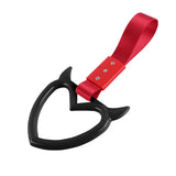 Devil Horns Heart JDM Tsurikawa Drift Subway Train Bus Handle Strap – Universal Car Interior Hanging Charm, Red Nylon X1