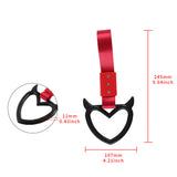 Devil Horns Heart JDM Tsurikawa Drift Subway Train Bus Handle Strap – Universal Car Interior Hanging Charm, Red Nylon X1