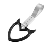 Devil Horns Heart JDM Tsurikawa Drift Subway Train Bus Handle Strap – Universal Car Interior Hanging Charm, Silver Nylon X2