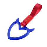 Devil Horns Heart JDM Tsurikawa Drift Subway Train Bus Handle Strap – Universal Car Interior Hanging Charm, Red Nylon X1