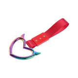 Devil Horns Heart JDM Tsurikawa Drift Subway Train Bus Handle Strap – Universal Car Interior Hanging Charm, Red Nylon X1