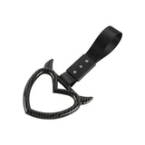 Devil Horns Heart JDM Tsurikawa Drift Subway Train Bus Handle Strap – Universal Car Interior Hanging Charm, Black Nylon X1