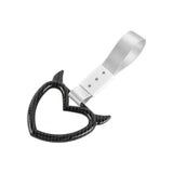 Devil Horns Heart JDM Tsurikawa Drift Subway Train Bus Handle Strap – Universal Car Interior Hanging Charm, Silver Nylon X2