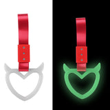 Devil Horns Heart JDM Tsurikawa Drift Subway Train Bus Handle Strap – Universal Car Interior Hanging Charm, Red Nylon X2