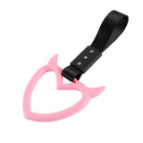 Devil Horns Heart JDM Tsurikawa Drift Subway Train Bus Handle Strap – Universal Car Interior Hanging Charm, Black Nylon X1