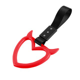 Devil Horns Heart JDM Tsurikawa Drift Subway Train Bus Handle Strap – Universal Car Interior Hanging Charm, Black Nylon X1