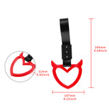 Devil Horns Heart JDM Tsurikawa Drift Subway Train Bus Handle Strap – Universal Car Interior Hanging Charm, Black Nylon X1