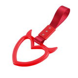 Devil Horns Heart JDM Tsurikawa Drift Subway Train Bus Handle Strap – Universal Car Interior Hanging Charm, Red Nylon X1
