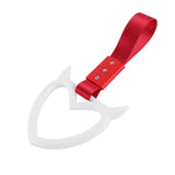 Devil Horns Heart JDM Tsurikawa Drift Subway Train Bus Handle Strap – Universal Car Interior Hanging Charm, Red Nylon X1