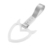 Devil Horns Heart JDM Tsurikawa Drift Subway Train Bus Handle Strap – Universal Car Interior Hanging Charm, Silver Nylon X2