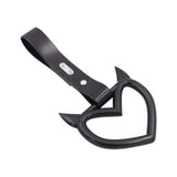 Devil Horns Heart JDM Tsurikawa Drift Subway Train Bus Handle Strap – Universal Car Interior Hanging Charm, Black PVC X2