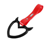 Devil Horns Heart JDM Tsurikawa Drift Subway Train Bus Handle Strap – Universal Car Interior Hanging Charm, Red PVC X2