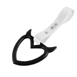 Devil Horns Heart JDM Tsurikawa Drift Subway Train Bus Handle Strap – Universal Car Interior Hanging Charm, White PVC X2