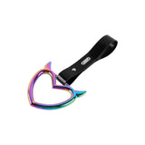 Devil Horns Heart JDM Tsurikawa Drift Subway Train Bus Handle Strap – Universal Car Interior Hanging Charm, Black PVC X2