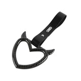 Devil Horns Heart JDM Tsurikawa Drift Subway Train Bus Handle Strap – Universal Car Interior Hanging Charm, Black PVC X2