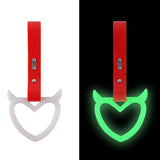 Devil Horns Heart JDM Tsurikawa Drift Subway Train Bus Handle Strap – Universal Car Interior Hanging Charm, Red PVC X2