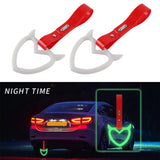 Devil Horns Heart JDM Tsurikawa Drift Subway Train Bus Handle Strap – Universal Car Interior Hanging Charm, Red PVC X2