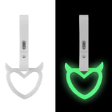 Devil Horns Heart JDM Tsurikawa Drift Subway Train Bus Handle Strap – Universal Car Interior Hanging Charm, White PVC X2