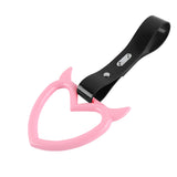 Devil Horns Heart JDM Tsurikawa Drift Subway Train Bus Handle Strap – Universal Car Interior Hanging Charm, Black PVC X2