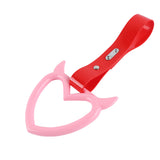 Devil Horns Heart JDM Tsurikawa Drift Subway Train Bus Handle Strap – Universal Car Interior Hanging Charm, Red PVC X2