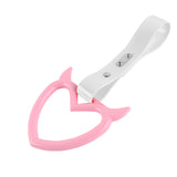 Devil Horns Heart JDM Tsurikawa Drift Subway Train Bus Handle Strap – Universal Car Interior Hanging Charm, White PVC X2