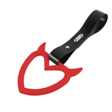 Devil Horns Heart JDM Tsurikawa Drift Subway Train Bus Handle Strap – Universal Car Interior Hanging Charm, Black PVC X2