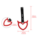 Devil Horns Heart JDM Tsurikawa Drift Subway Train Bus Handle Strap – Universal Car Interior Hanging Charm, Black PVC X2