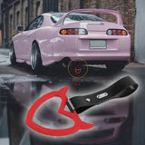 Devil Horns Heart JDM Tsurikawa Drift Subway Train Bus Handle Strap – Universal Car Interior Hanging Charm, Black PVC X1