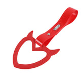 Devil Horns Heart JDM Tsurikawa Drift Subway Train Bus Handle Strap – Universal Car Interior Hanging Charm, Red PVC X2