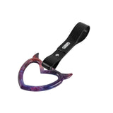 Devil Horns Heart JDM Tsurikawa Drift Subway Train Bus Handle Strap – Universal Car Interior Hanging Charm, Black PVC X2