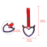 Devil Horns Heart JDM Tsurikawa Drift Subway Train Bus Handle Strap – Universal Car Interior Hanging Charm, Red PVC X2