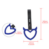 Devil Horns Heart JDM Tsurikawa Drift Subway Train Bus Handle Strap – Universal Car Interior Hanging Charm, Carbon Fiber Pattern PVC X2