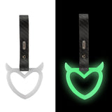 Devil Horns Heart JDM Tsurikawa Drift Subway Train Bus Handle Strap – Universal Car Interior Hanging Charm, Carbon Fiber Pattern PVC X2