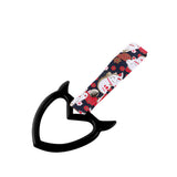 Devil Horns Heart JDM Tsurikawa Drift Subway Train Bus Handle Strap – Universal Car Interior Hanging Charm, Bosozoku Black Cats Pattern Retro Nylon Strap X1