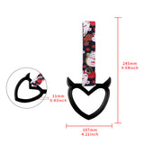 Devil Horns Heart JDM Tsurikawa Drift Subway Train Bus Handle Strap – Universal Car Interior Hanging Charm, Bosozoku Black Cats Pattern Retro Nylon Strap X1