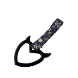Devil Horns Heart JDM Tsurikawa Drift Subway Train Bus Handle Strap – Universal Car Interior Hanging Charm, Bosozoku Blue Flowers Pattern Retro Nylon Strap X1