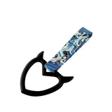 Devil Horns Heart JDM Tsurikawa Drift Subway Train Bus Handle Strap – Universal Car Interior Hanging Charm, Bosozoku Blue Waves Pattern Retro Nylon Strap X1