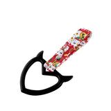 Devil Horns Heart JDM Tsurikawa Drift Subway Train Bus Handle Strap – Universal Car Interior Hanging Charm, Bosozoku Red Cats Pattern Retro Nylon Strap X1