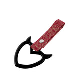Devil Horns Heart JDM Tsurikawa Drift Subway Train Bus Handle Strap – Universal Car Interior Hanging Charm, Bosozoku Red Clouds Pattern Retro Nylon Strap X1