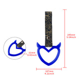 Devil Horns Heart JDM Tsurikawa Drift Subway Train Bus Handle Strap – Universal Car Interior Hanging Charm, Bosozoku Black Clouds Pattern Retro Nylon Strap X1