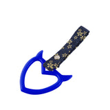 Devil Horns Heart JDM Tsurikawa Drift Subway Train Bus Handle Strap – Universal Car Interior Hanging Charm, Bosozoku Blue Flowers Pattern Retro Nylon Strap X1