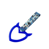 Devil Horns Heart JDM Tsurikawa Drift Subway Train Bus Handle Strap – Universal Car Interior Hanging Charm, Bosozoku Blue Waves Pattern Retro Nylon Strap X1