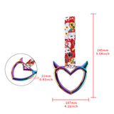 Devil Horns Heart JDM Tsurikawa Drift Subway Train Bus Handle Strap – Universal Car Interior Hanging Charm, Bosozoku Red Cats Pattern Retro Nylon Strap X1