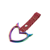 Devil Horns Heart JDM Tsurikawa Drift Subway Train Bus Handle Strap – Universal Car Interior Hanging Charm, Bosozoku Red Clouds Pattern Retro Nylon Strap X1