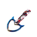 Devil Horns Heart JDM Tsurikawa Drift Subway Train Bus Handle Strap – Universal Car Interior Hanging Charm, Bosozoku Black Cats Pattern Retro Nylon Strap X1