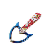 Devil Horns Heart JDM Tsurikawa Drift Subway Train Bus Handle Strap – Universal Car Interior Hanging Charm, Bosozoku Red Cats Pattern Retro Nylon Strap X1