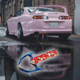 Devil Horns Heart JDM Tsurikawa Drift Subway Train Bus Handle Strap – Universal Car Interior Hanging Charm, Bosozoku Red Dogs Pattern Retro Nylon Strap X1
