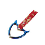 Devil Horns Heart JDM Tsurikawa Drift Subway Train Bus Handle Strap – Universal Car Interior Hanging Charm, Bosozoku Red Flowers Pattern Retro Nylon Strap X1